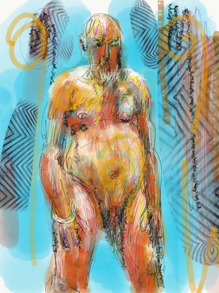 abstract male nude life drawing, digital painting nude