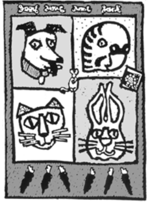 16_cats_dogs_pets_quilt_pattern_bw